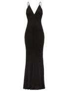 Matchesfashion.com Alexandre Vauthier - V-neck Jersey Gown - Womens - Black
