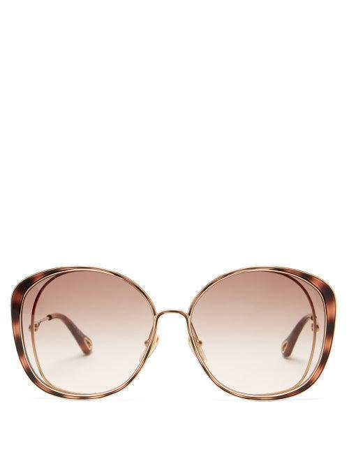 Matchesfashion.com Chlo - Hanah Oversized Cat-eye Metal Sunglasses - Womens - Gold