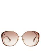 Matchesfashion.com Chlo - Hanah Oversized Cat-eye Metal Sunglasses - Womens - Gold