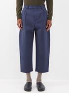 Studio Nicholson - Pleated Cropped Cotton-blend Tailored Trousers - Mens - Blue