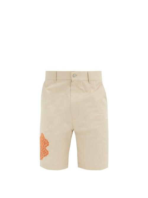 Matchesfashion.com Adish - Hand-embroidered Poplin Shorts - Mens - Beige