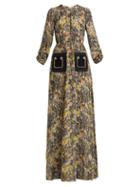 Matchesfashion.com No. 21 - Floral Print Silk Crepe Dress - Womens - Black