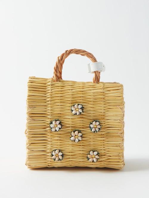 Heimat Atlantica - Shella Mini Shell-embellished Rattan Basket Bag - Womens - Natural