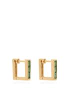 Matchesfashion.com Lizzie Mandler - Emerald & 18kt Gold Square Huggie Earrings - Womens - Green Gold