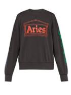 Matchesfashion.com Aries - Temple Logo Print Cotton Sweatshirt - Mens - Grey Multi
