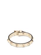 Matchesfashion.com Valentino - Rockstud Embellished Leather Bracelet - Womens - Ivory