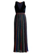 Missoni V-neck Velvet Striped Lurex Maxi Dress