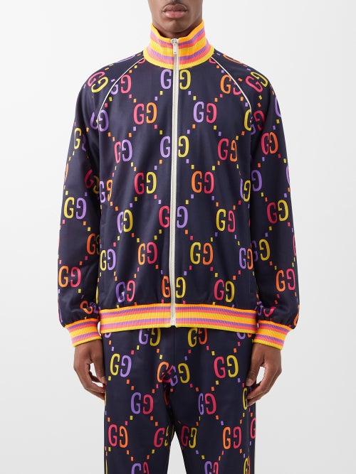 Gucci - Gg-jacquard Jersey Track Jacket - Mens - Blue Multi