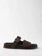 Studio Nicholson - Buckle-strap Split Suede Slides - Mens - Dark Brown