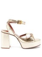 Ladies Shoes See By Chlo - Kamilla Bow-front Leather Platform Sandals - Womens - Gold