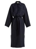 Matchesfashion.com Raey - Extended Shoulder Panel Dress - Womens - Navy