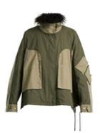 Yves Salomon Army Fur-trimmed Patchwork Cotton Jacket
