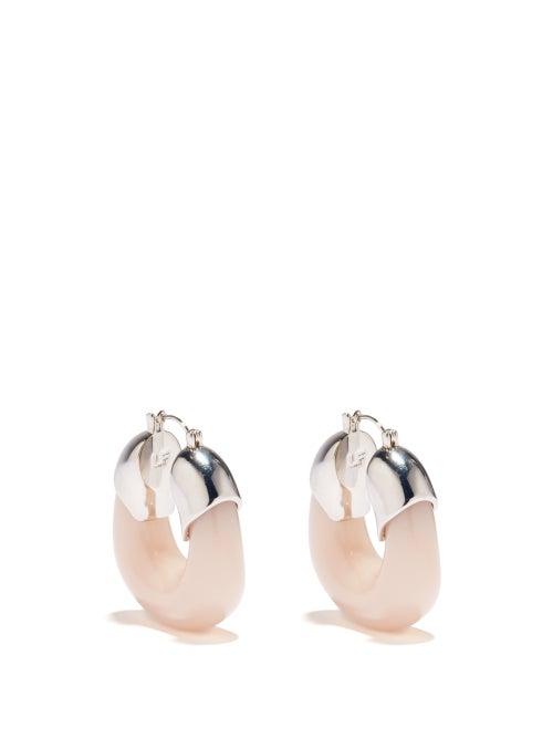 Lizzie Fortunato - The Organic Rhodium-plated Hoop Earrings - Womens - Light Pink