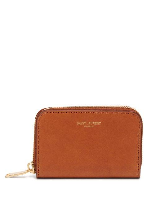 Matchesfashion.com Saint Laurent - Logo Leather Coin Purse - Mens - Brown