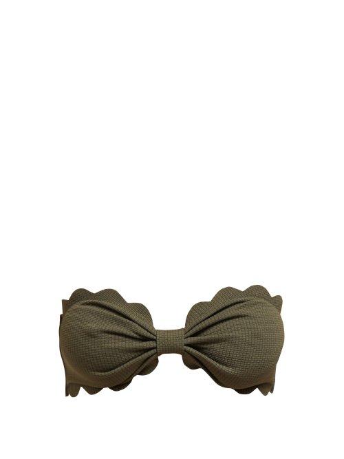 Matchesfashion.com Marysia - Antibes Scallop Edged Bandeau Bikini Top - Womens - Khaki