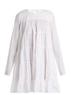 Matchesfashion.com Merlette - Soliman Tiered Cotton Mini Dress - Womens - White