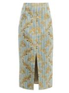 Matchesfashion.com Brock Collection - Pectolite Floral Cotton Blend Jacquard Skirt - Womens - Blue Multi