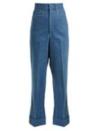 Matchesfashion.com Toga - Slit Hem High Rise Wide Leg Jeans - Womens - Blue