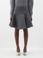Jil Sander - Ruffle-hem Mlange Wool-blend Skirt - Womens - Dark Grey