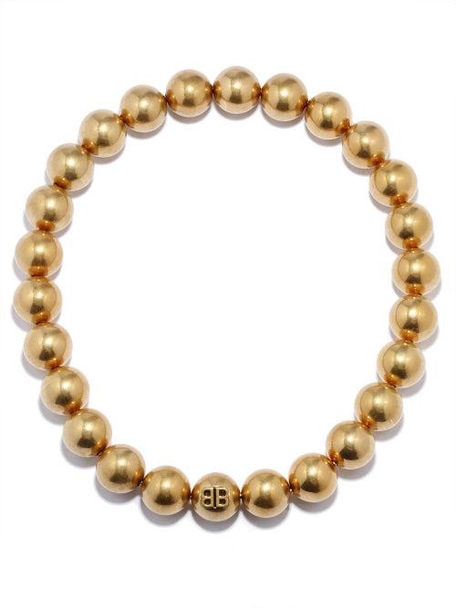 Balenciaga - Bb-logo Antiqued Beaded Necklace - Womens - Gold