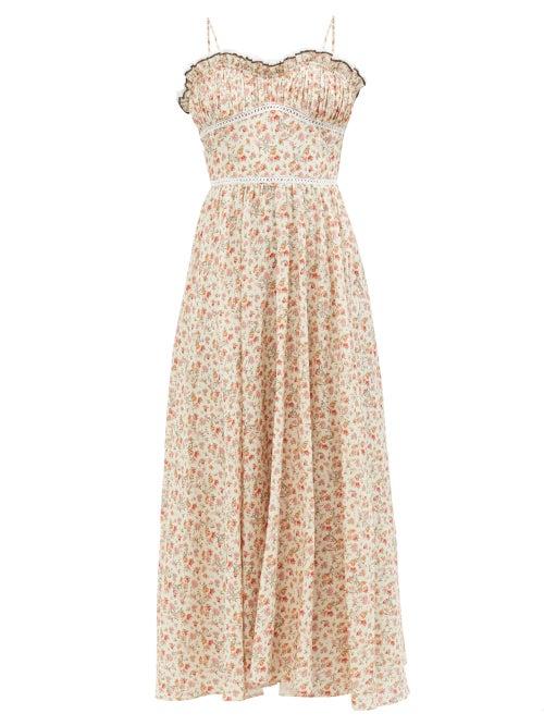 Ladies Rtw Lug Von Siga - Melody Floral-print Cotton-blend Midi Dress - Womens - Pink