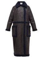 Matchesfashion.com Stand Studio - Adrianna Faux Suede And Shearling Coat - Womens - Black Navy