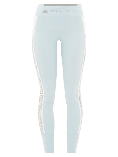 Matchesfashion.com Adidas By Stella Mccartney - Snake-print Side Stripe Leggings - Womens - Blue White