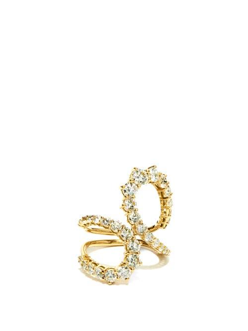 Matchesfashion.com Melissa Kaye - Aria Jane Diamond & 18kt Gold Ring - Womens - Yellow Gold