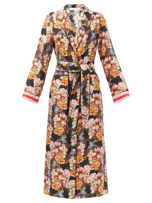 Matchesfashion.com Borgo De Nor - Solange Belted Floral-print Silk Shirt Dress - Womens - Black Multi