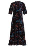 Matchesfashion.com Sea - Mari Velvet Print Dress - Womens - Black Multi