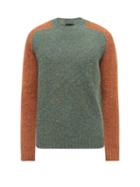 Howlin' - Blind Fingers Colour-block Brushed-wool Sweater - Mens - Green Multi