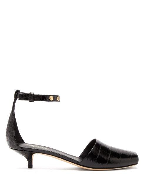 Matchesfashion.com Burberry - Stadling Crocodile Effect Leather Pumps - Womens - Black