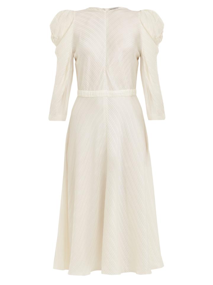 Vika Gazinskaya Puff-sleeved Silk Midi Dress