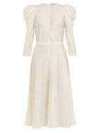 Vika Gazinskaya Puff-sleeved Silk Midi Dress