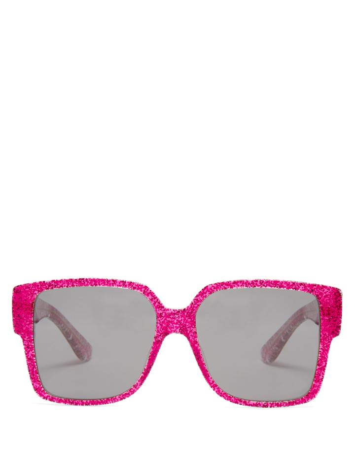 Saint Laurent Rectangle-frame Glitter Sunglasses