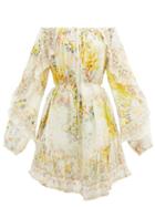 Matchesfashion.com Camilla - In The Hills Of Tuscany Silk Mini Dress - Womens - Yellow Print