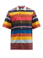 Mens Rtw Paul Smith - Cuban-collar Multi-stripe Poplin Shirt - Mens - Multi