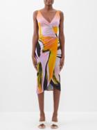 Louisa Ballou - Summer Solstice Cassia-print Jersey Midi Dress - Womens - Orange Multi
