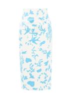 Emilia Wickstead - Lissandra Foliage-print Taffeta Pencil Skirt - Womens - Blue