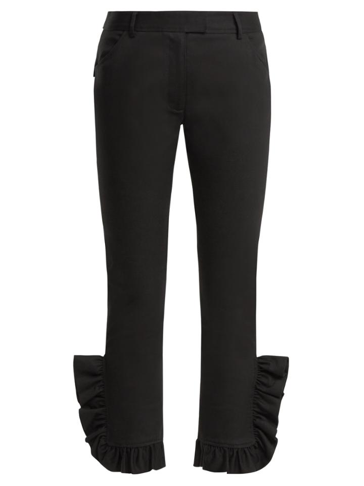 Preen Line Kala Ruffle-trimmed Skinny Stretch-cotton Trousers