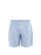 Matchesfashion.com Sbline - Striped Cotton-poplin Shorts - Mens - Blue White