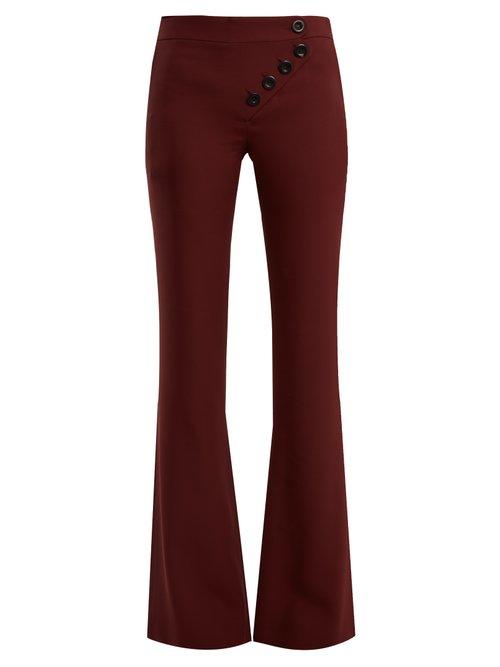 Matchesfashion.com Chlo - Mid Rise Flared Cady Trousers - Womens - Burgundy