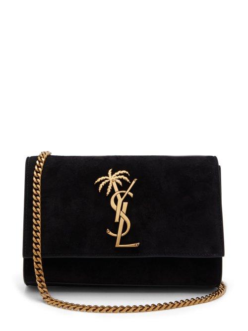 Matchesfashion.com Saint Laurent - Kate Palm Tree Monogram Suede Cross Body Bag - Womens - Black