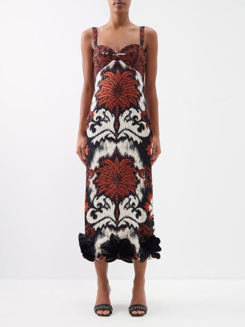 Johanna Ortiz - Talismatic Message Wool-blend Maxi Dress - Womens - Burgundy Multi