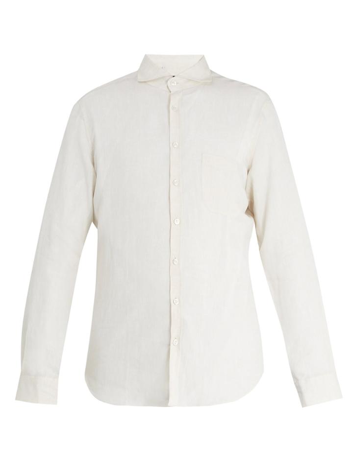 Thom Sweeney Patch-pocket Spread-collar Linen Shirt