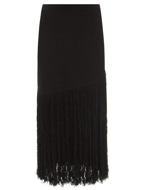 Proenza Schouler - Fringed Knit Midi Skirt - Womens - Black
