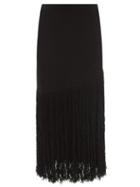 Proenza Schouler - Fringed Knit Midi Skirt - Womens - Black