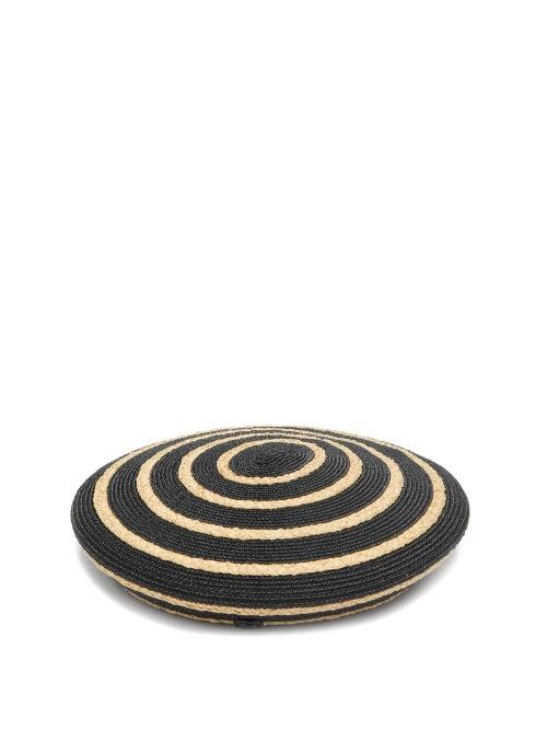 Matchesfashion.com Maison Michel - Idaho Striped Straw Beret - Womens - Black White