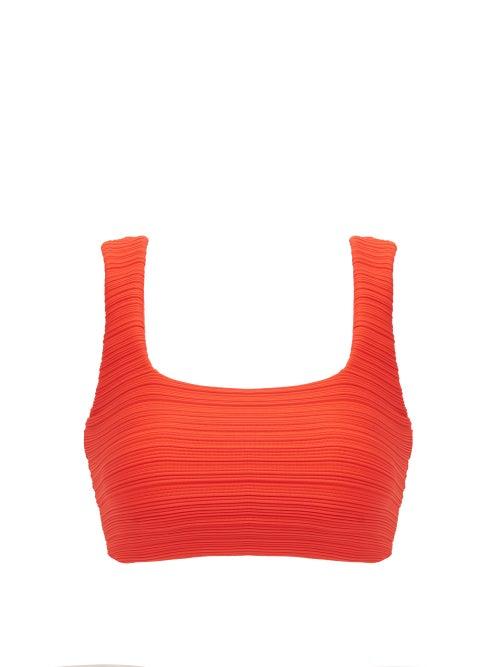 Matchesfashion.com Mara Hoffman - Raina Square-neck Ribbed Bikini Top - Womens - Orange