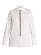 Adam Lippes Embellished-placket Cotton-poplin Shirt
